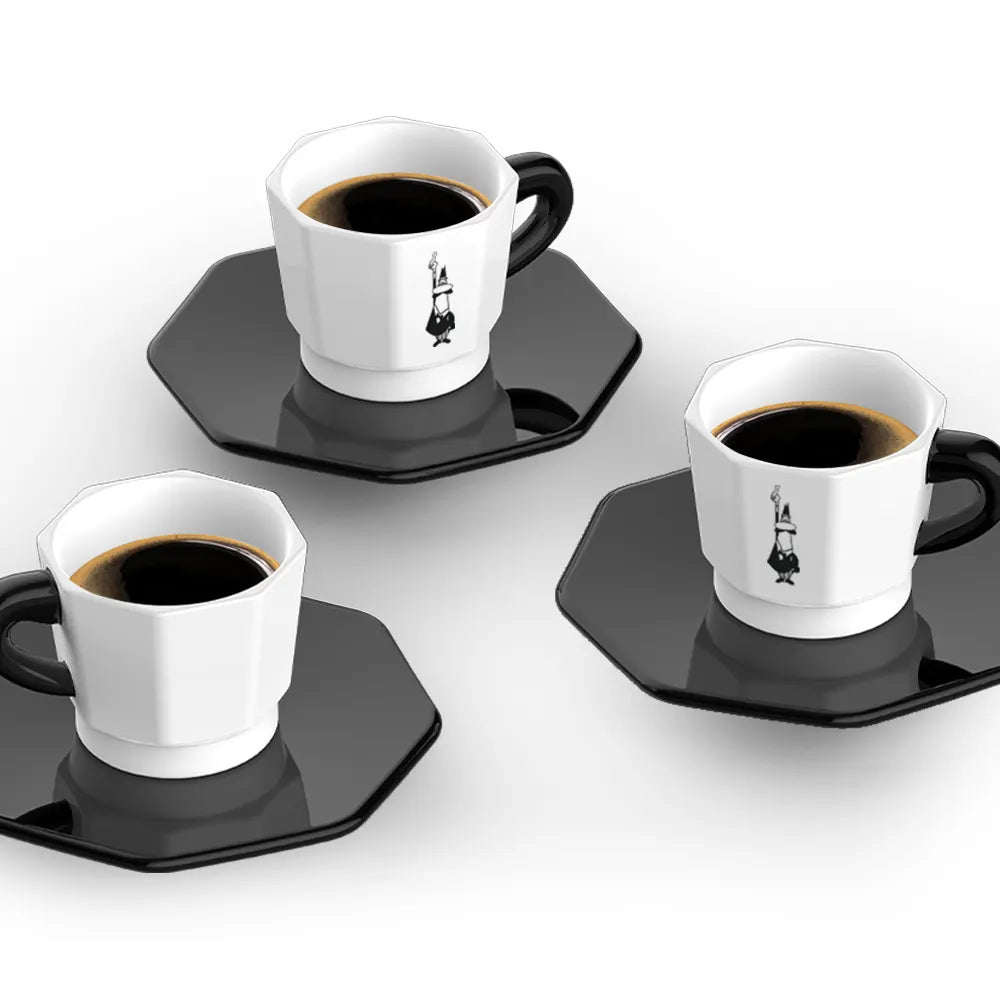 Bialetti Perfetto Moka black/white set 4 espresso šoljice