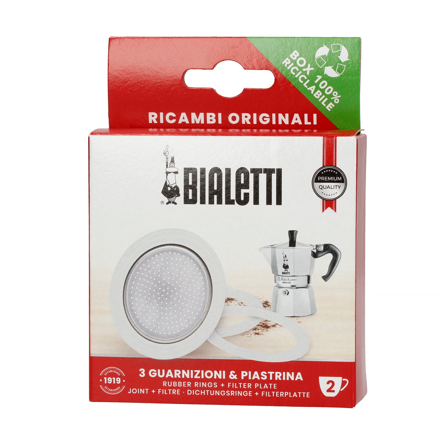 Bialetti rezervni deo Set 3 gumene zaptivke i 1 filter sito za 2 šolj.