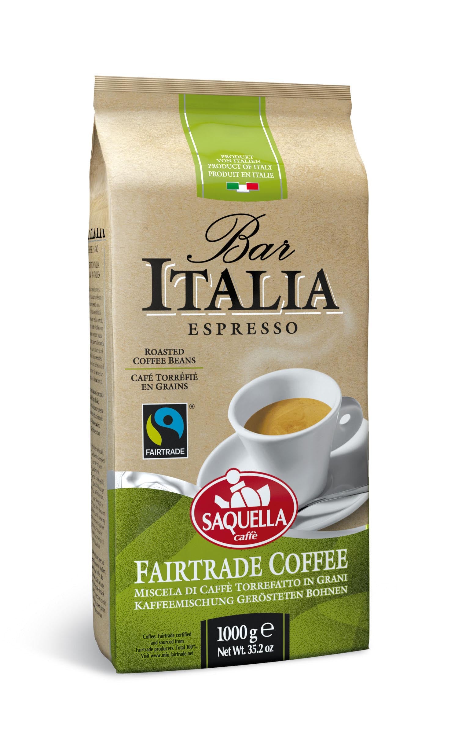 Saquella Bar Italia Fairtrade kafa u zrnu 1 kg