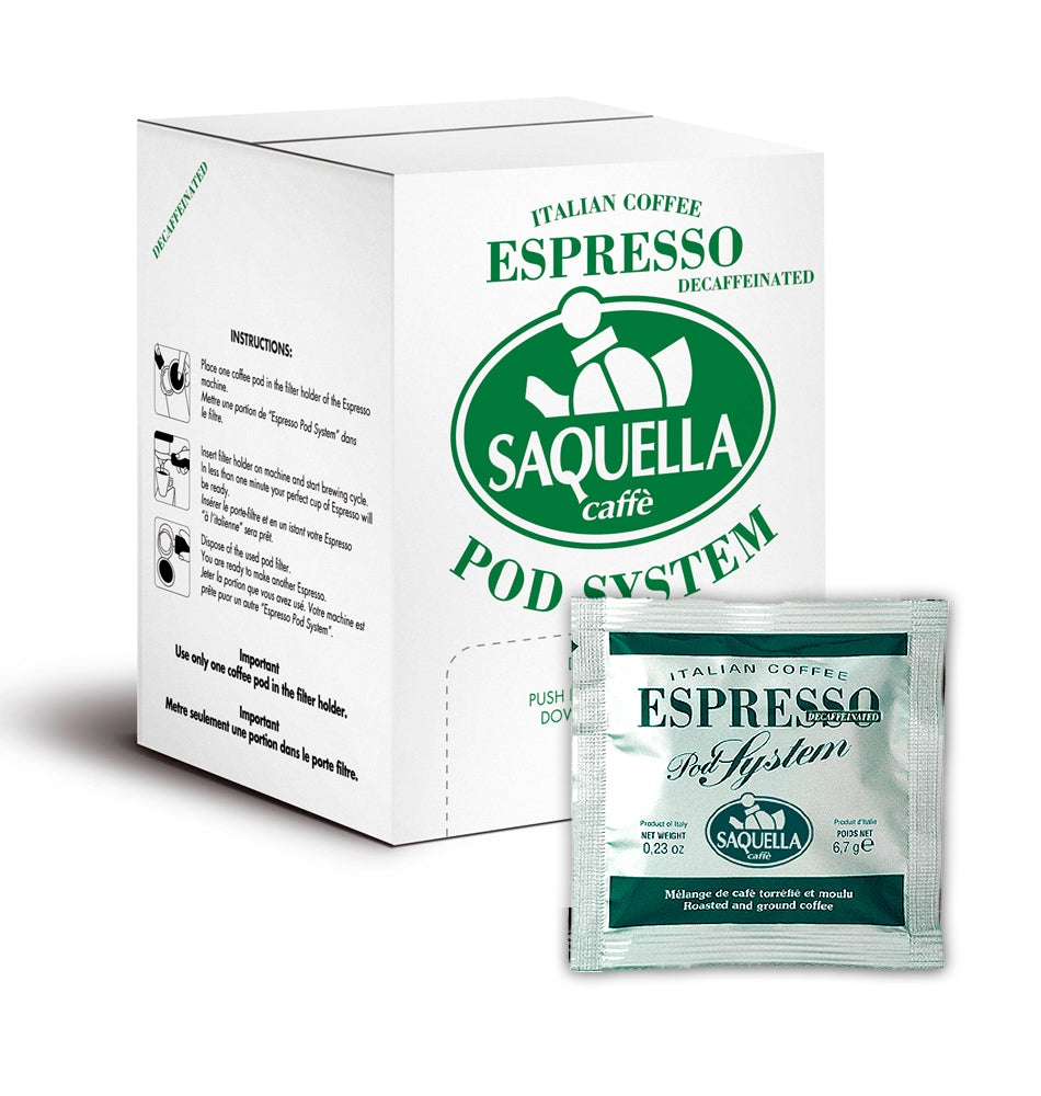 Saquella Espresso Dekaf pods ESE karton